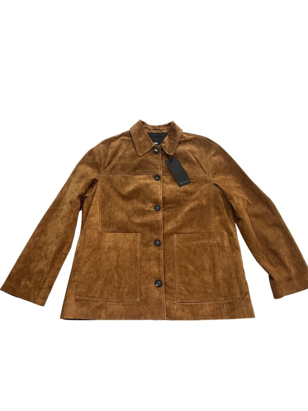 Zara NWT women's Genuine Suede Leather Brown Coat S